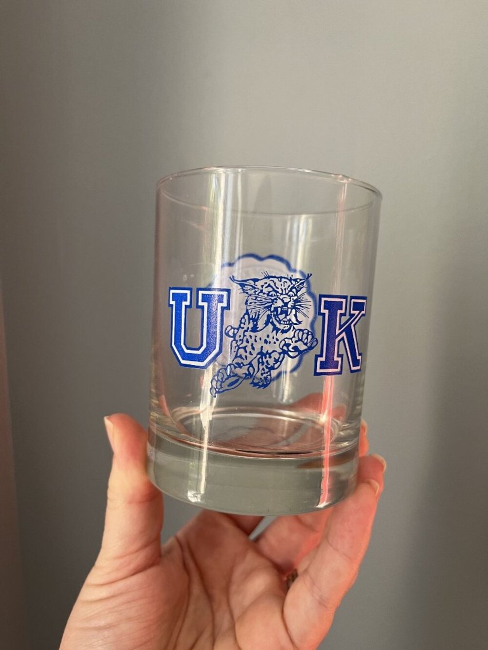 Vintage University Of Kentucky Wildcats Bourbon Whiskey Glass Rocks Glass